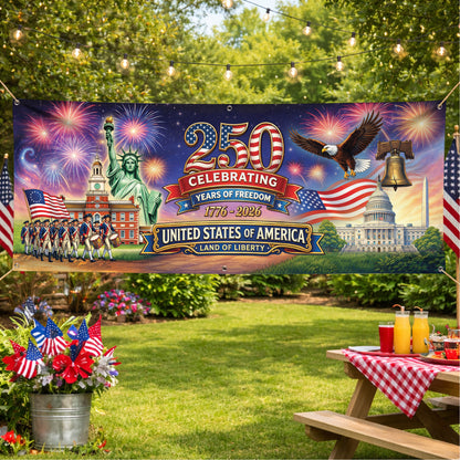 250th Anniversary USA Banner – Patriotic Freedom Celebration Flag 1776-2026 for Family