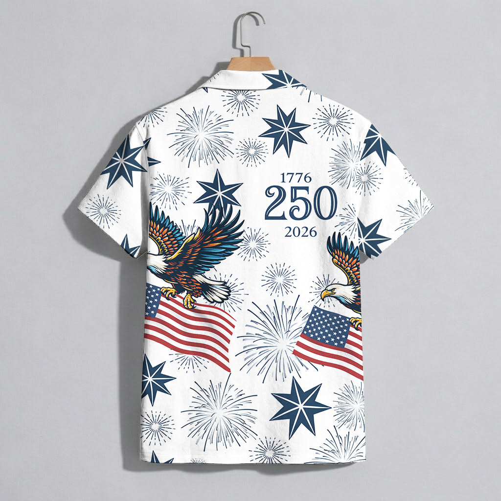 America 250th Anniversary Toile De Jouy Style Patriotic Hawaiian Shirt