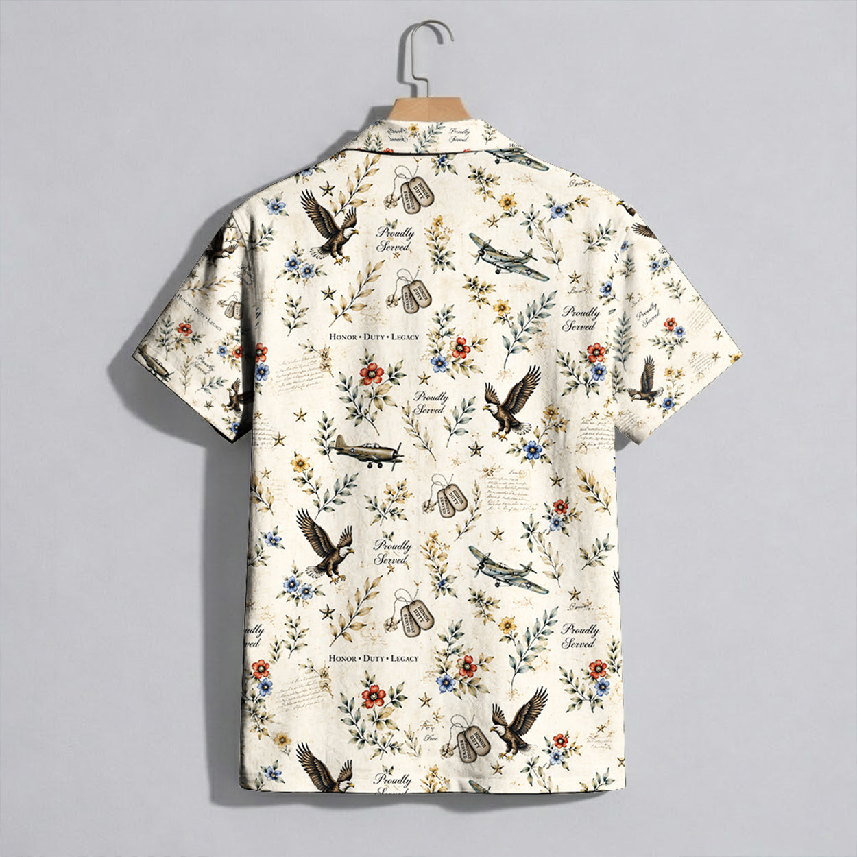 Honor Duty Legacy Veteran Aloha Shirt - Military Warplane Button Down