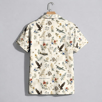 Honor Duty Legacy Veteran Aloha Shirt - Military Warplane Button Down