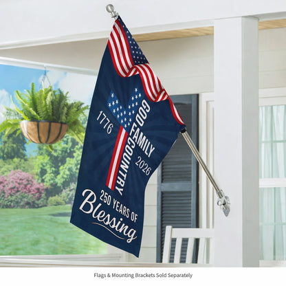 God Family Country Garden Flag – Christian Patriotic Cross Flag 250th Anniversary 1776-2026 Outdoor Decor