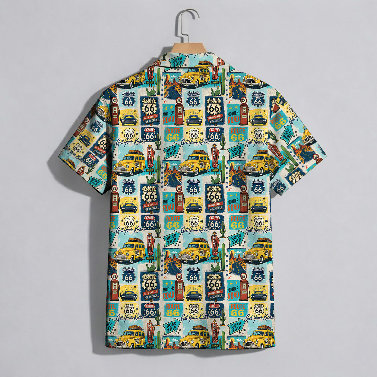 Route 66 Get Your Kicks Classic Car Vintage Unisex Hawaiian Shirt