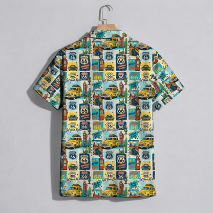 Route 66 Get Your Kicks Classic Car Vintage Unisex Hawaiian Shirt