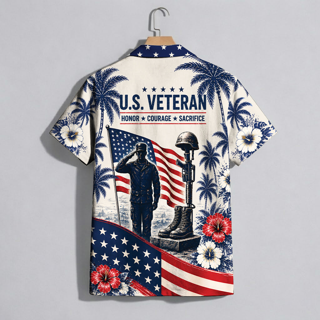 Patriotic US Veteran Hawaiian Shirt - Military Pride Gift For Men