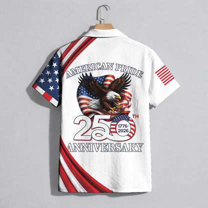 America 250th Anniversary Hawaiian Shirt – Patriotic Eagle & Stars 1776-2026