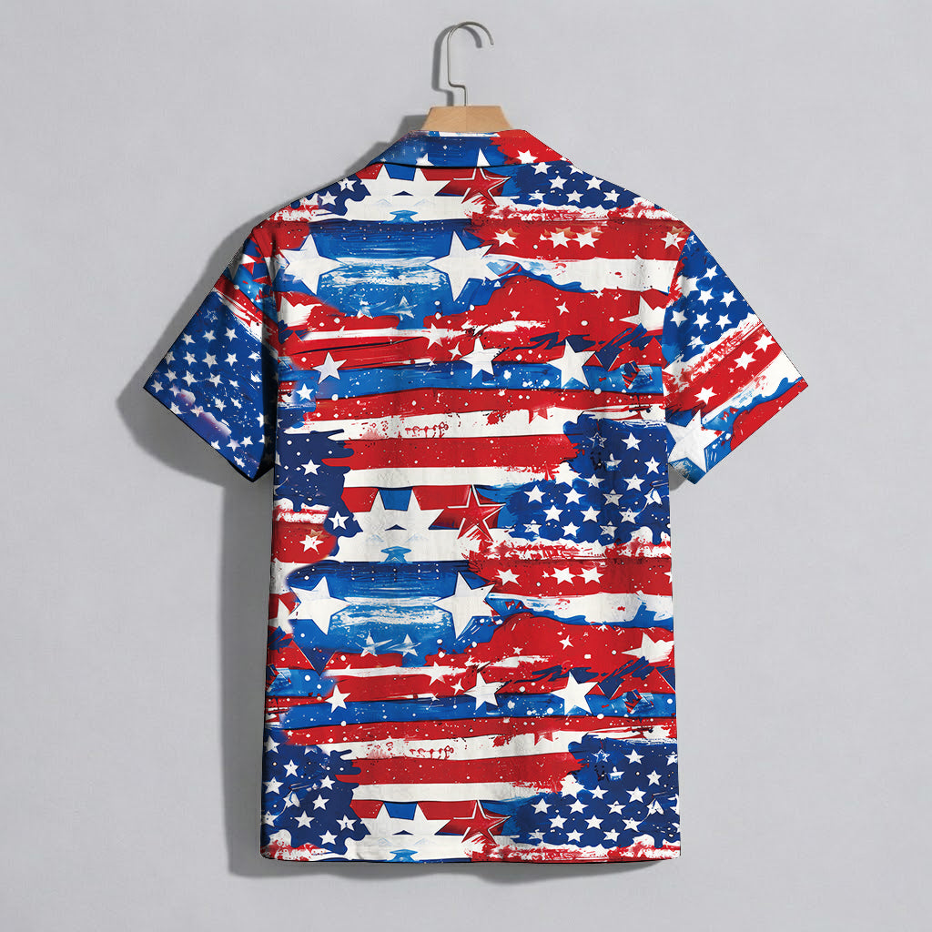 Patriotic American Flag Hawaiian Shirt - Distressed USA Aloha Shirt