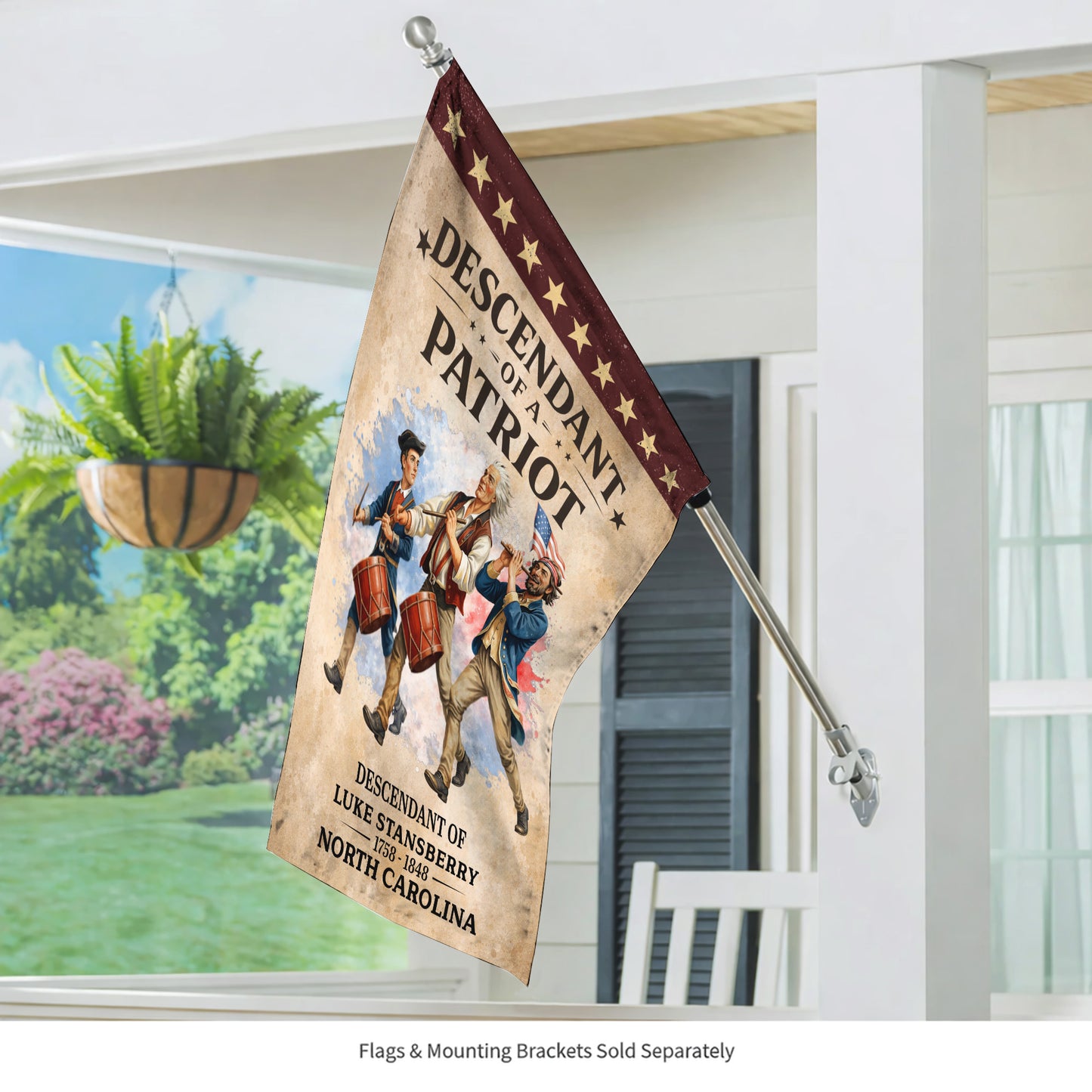 Personalized Descendant of a Patriot Spirit of 76 - USA 250th Anniversary Garden Flag