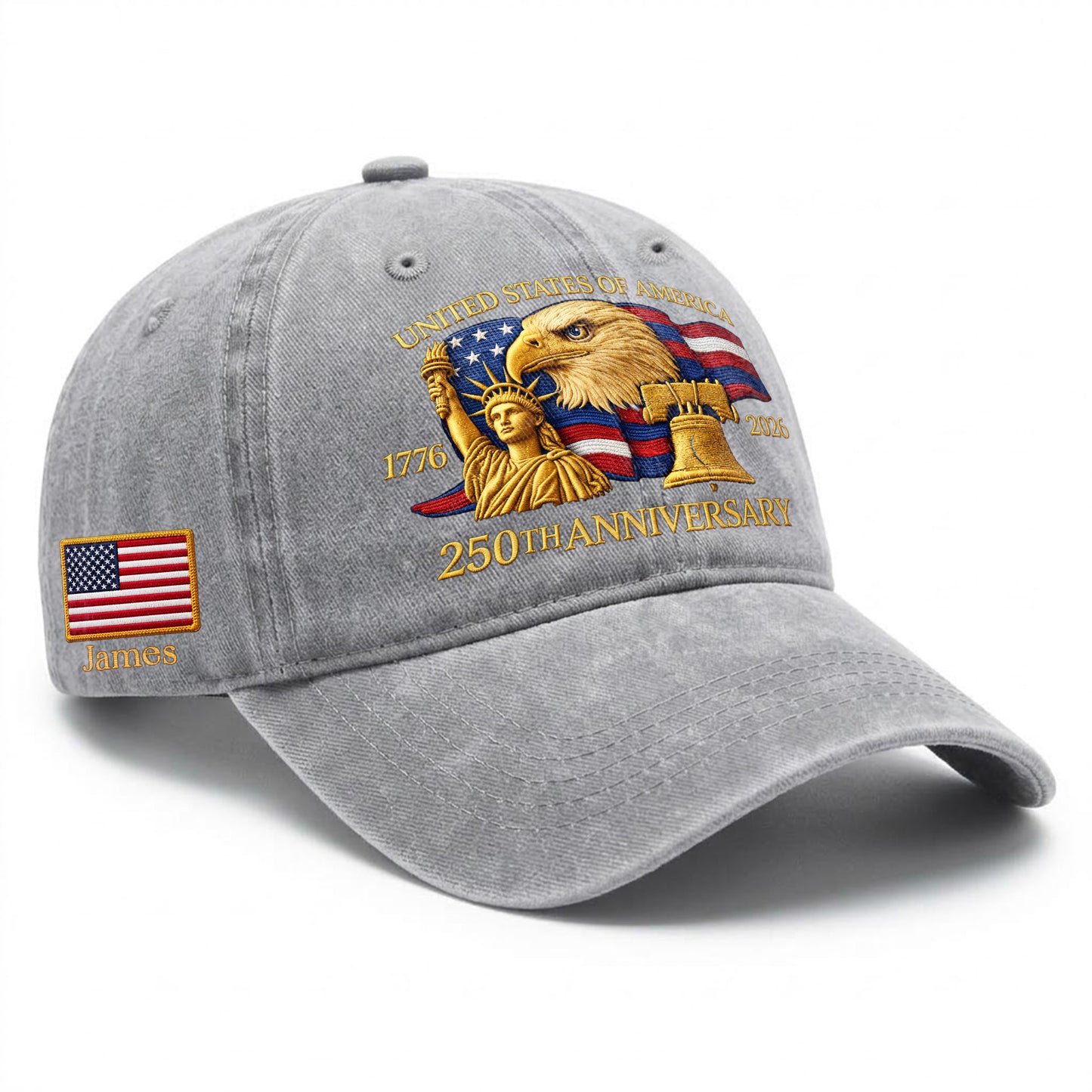 Personalized 250 Years Anniversary Printed Vintage Washed Baseball Cap | 250th Anniversary Hat