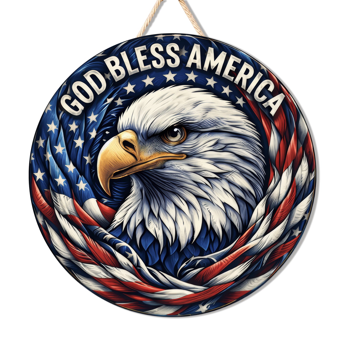 God Bless America Wood Sign, 250th Anniversary Patriotic Eagle Wall Hanging