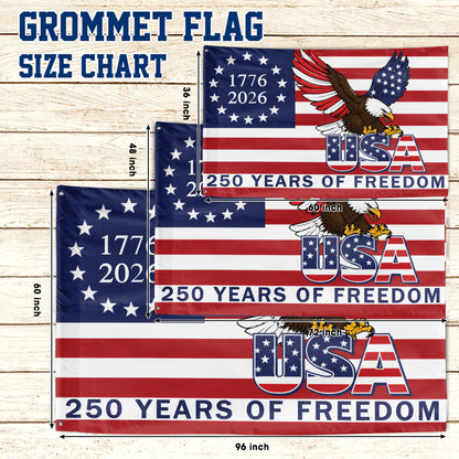 250 Years of Freedom American Eagle USA Flag - 1776-2026 Betsy Ross House Flag