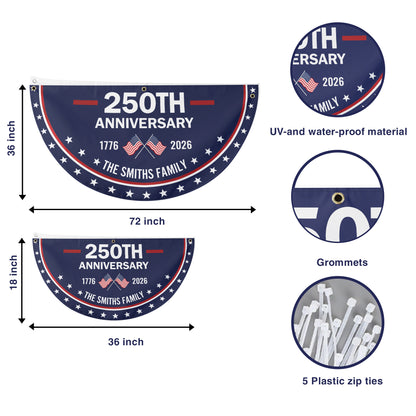 USA 250th Anniversary Flag Banner – Personalized Family Name, Patriotic 1776-2026 Design