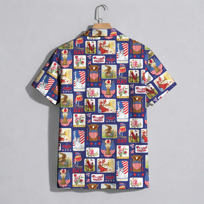 Vintage 4th of July Postcard Hawaiian Shirt - Men's Aloha Top