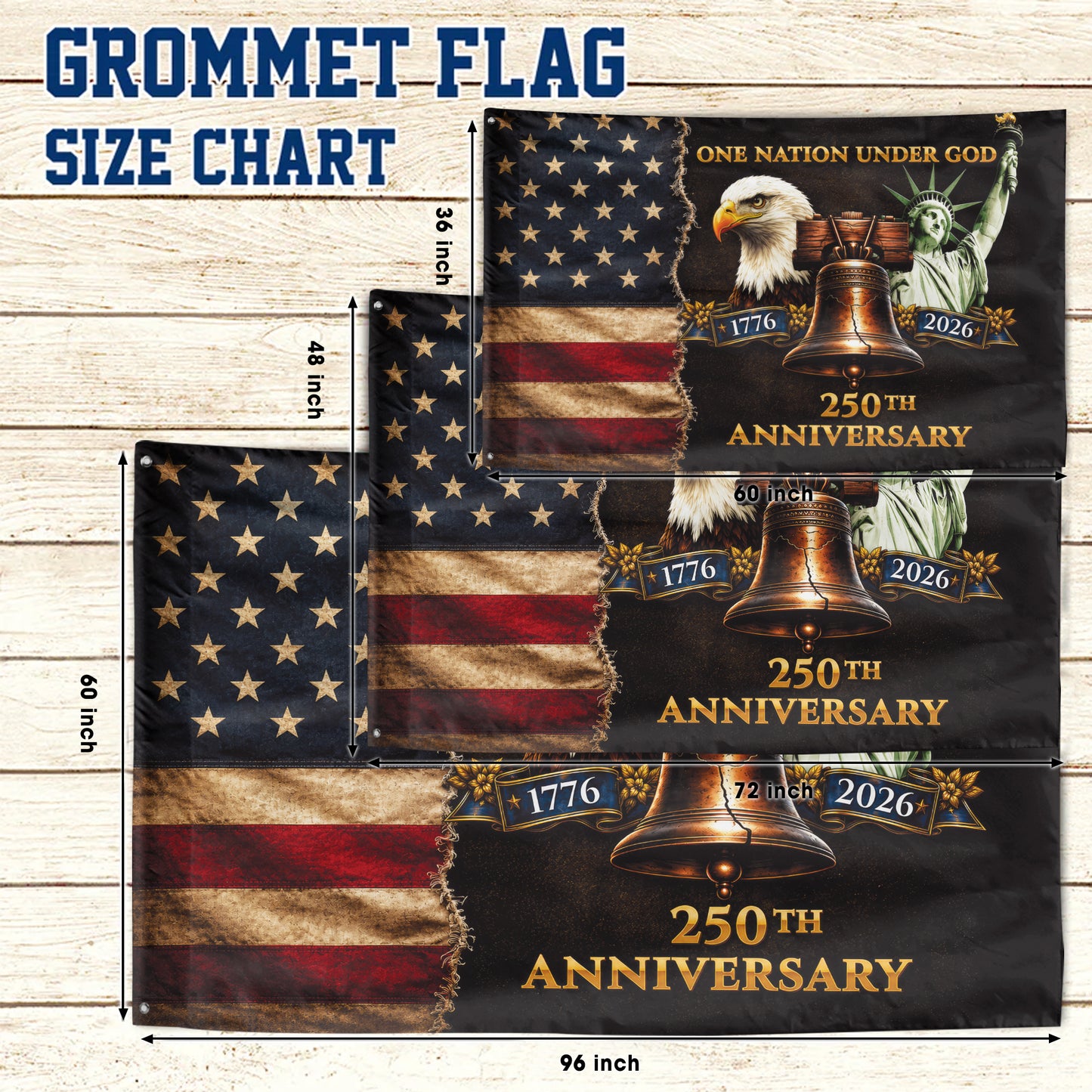 One Nation Under God 250 Years Of Freedom - USA 250th Anniversary Flag