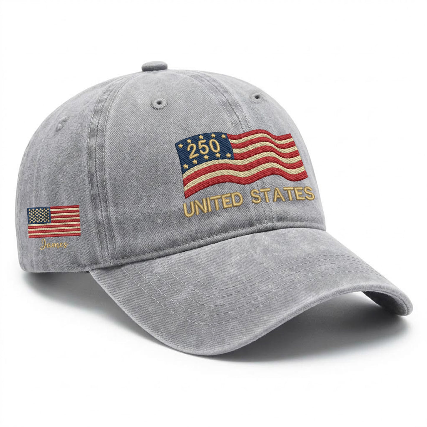 Personalized US 250 Years Anniversary Eagle Embroidered Vintage Washed Baseball Cap | 250th Anniversary Hat