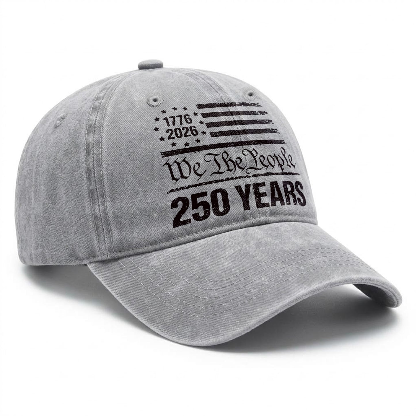We The People 250 Years Printed Vintage Washed Baseball Cap | 250th Anniversary Hat