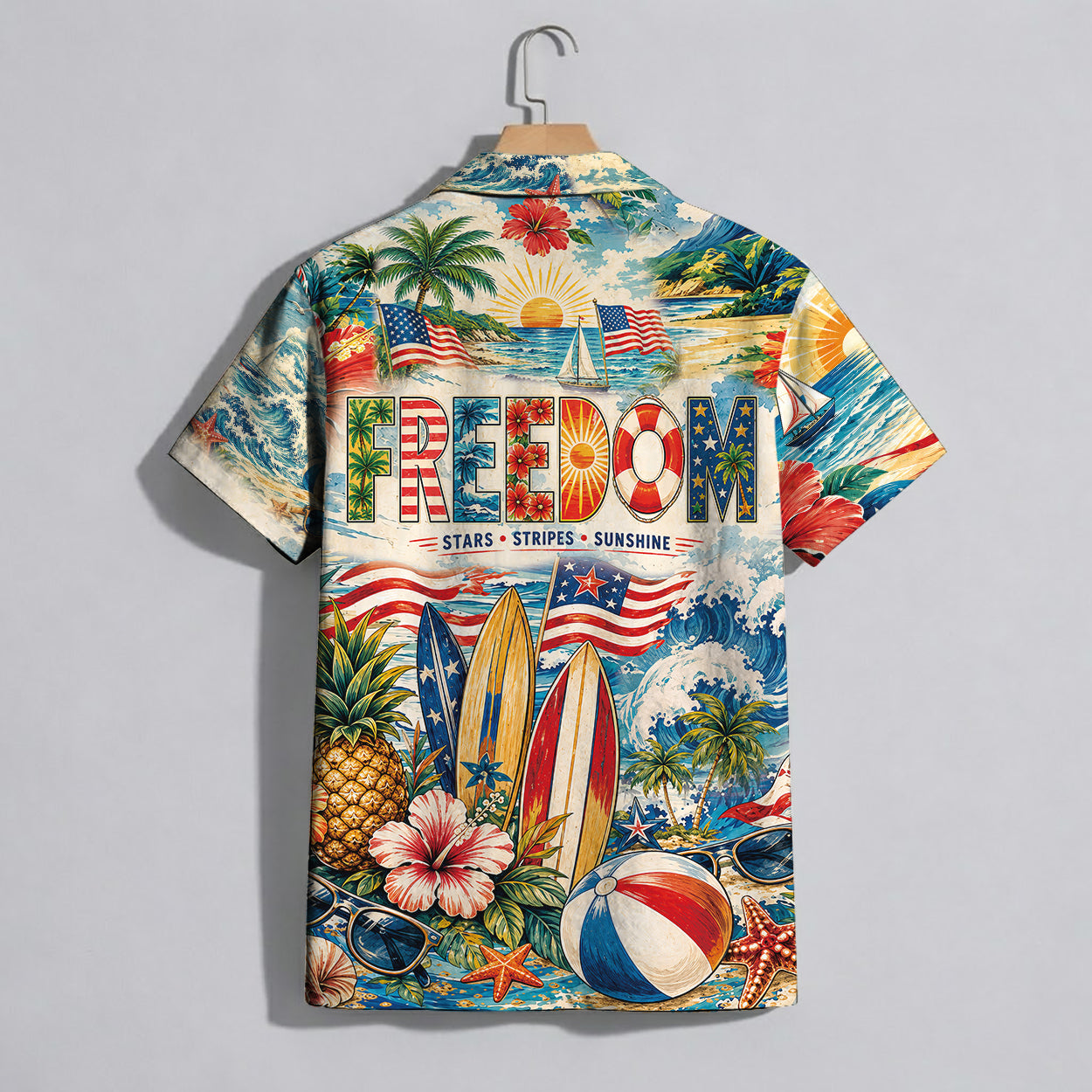 Freedom Ride The Waves Surfing Hawaiian Shirt - Beach Aloha Top