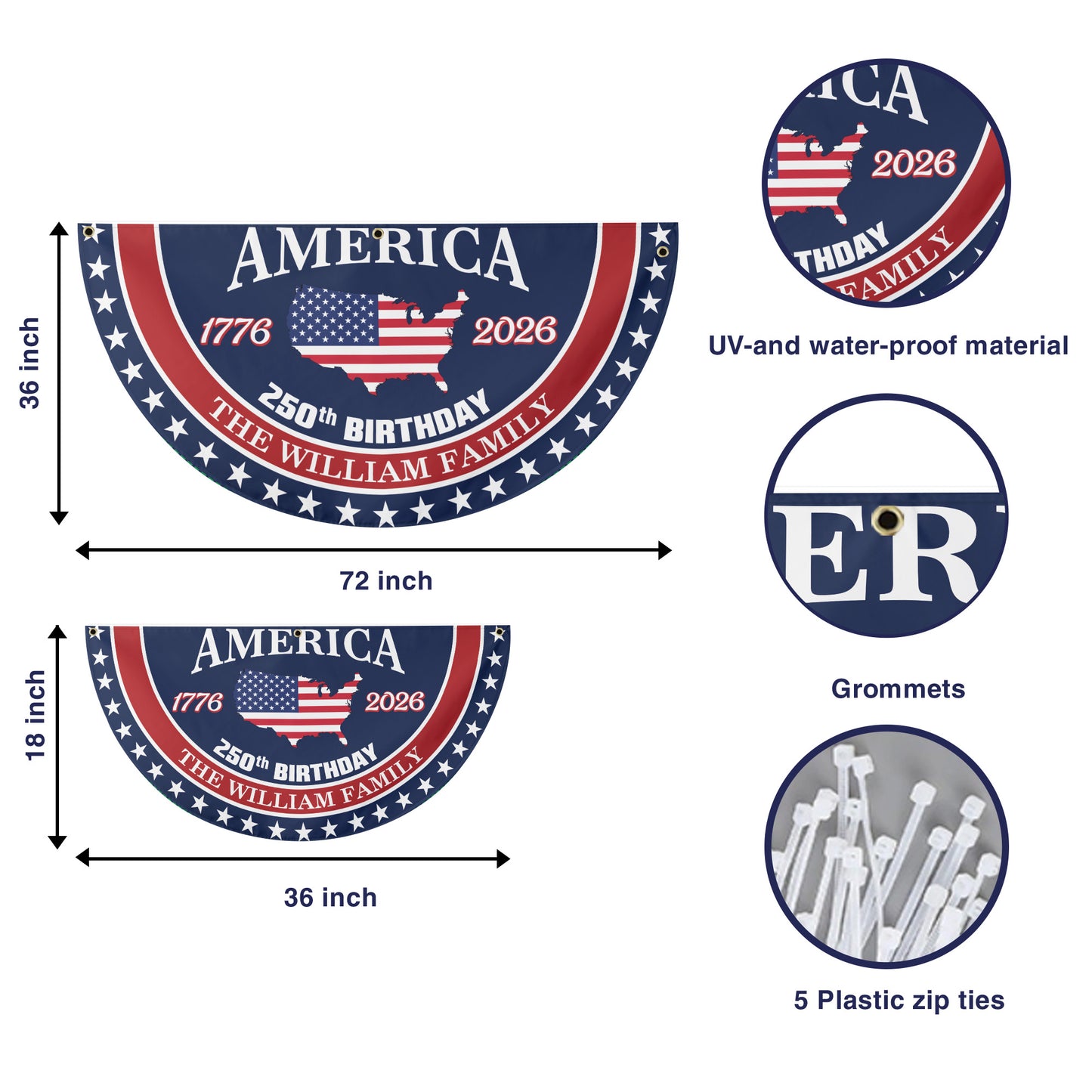 Personalized America 250th Anniversary Flag – Patriotic USA Flag 1776-2026 Custom Family