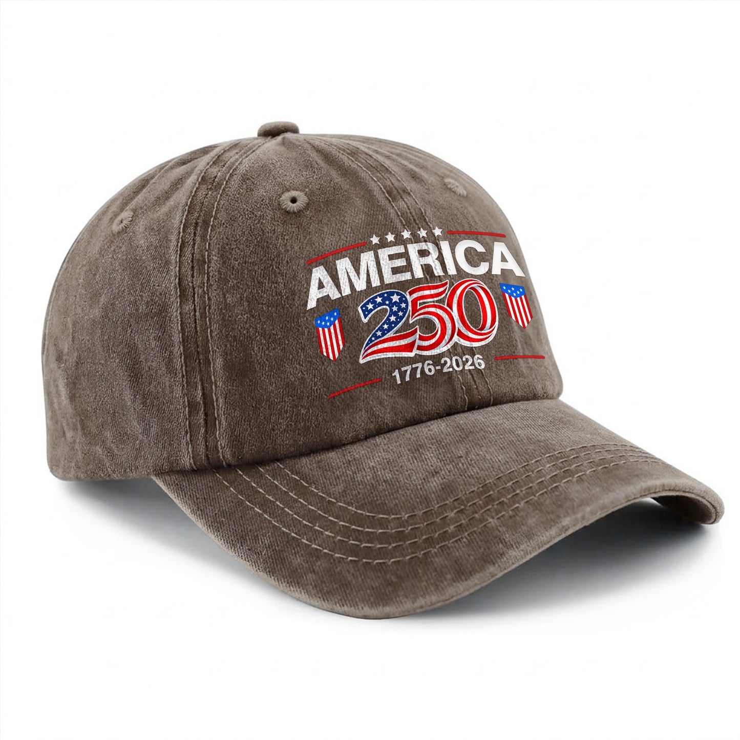 America 250 1776-2026 Printed Vintage Washed Baseball Cap | 250th Anniversary Hat