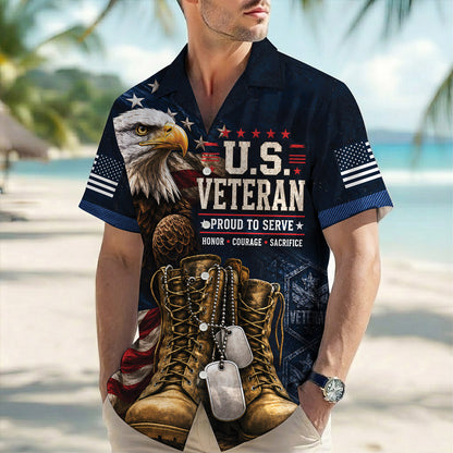 US Veteran Proud To Serve Hawaiian Shirt - Eagle Combat Boots Top