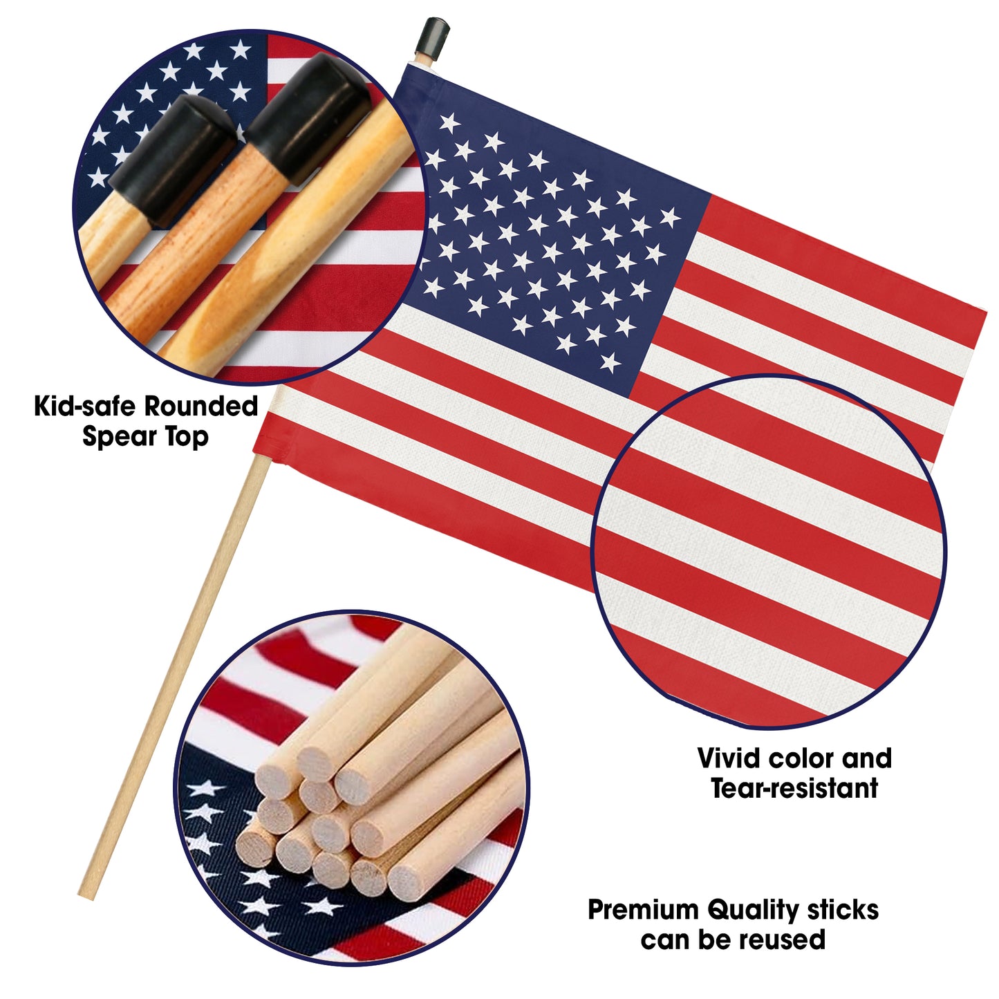250th Anniversary USA Handheld Flag – 1776-2026, Perfect for Independence Day