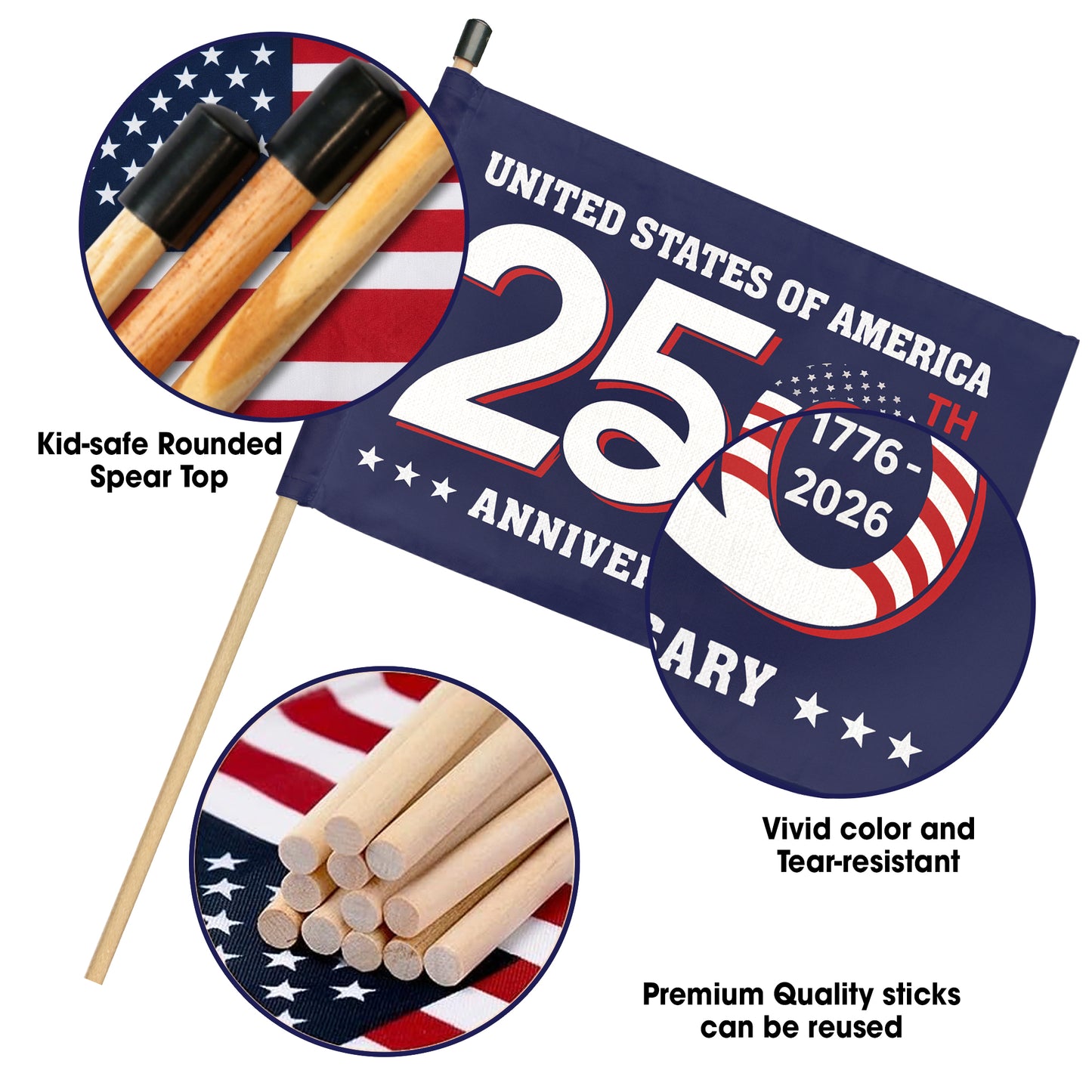 USA Flag Design for 250th Anniversary – Handheld Stars and Stripes for 1776-2026