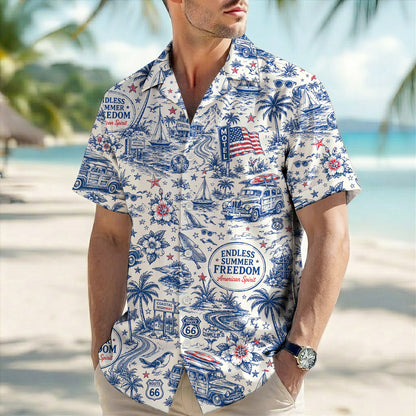 Route 66 Coastal Highway Vintage Hawaiian Shirt - Unisex Aloha Shirt