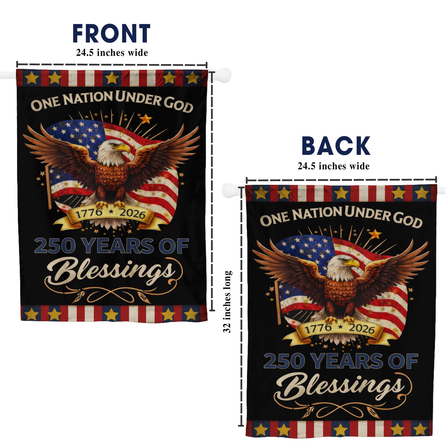 Eagle Design 250th Anniversary American Flag – One Nation Under God, 1776-2026