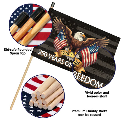 Handheld Flag 250th Anniversary USA - Bald Eagle 250 Years of Freedom 1776-2026