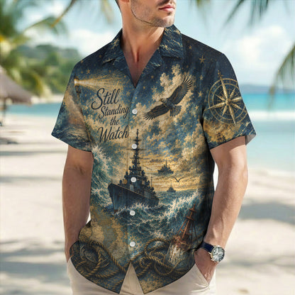 Still Standing The Watch Navy Hawaiian Shirt - Lighthouse Aloha Top