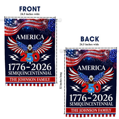 Personalized American Flag 250th Anniversary 1776-2026 Patriotic Eagle Fireworks Semiquincentennial