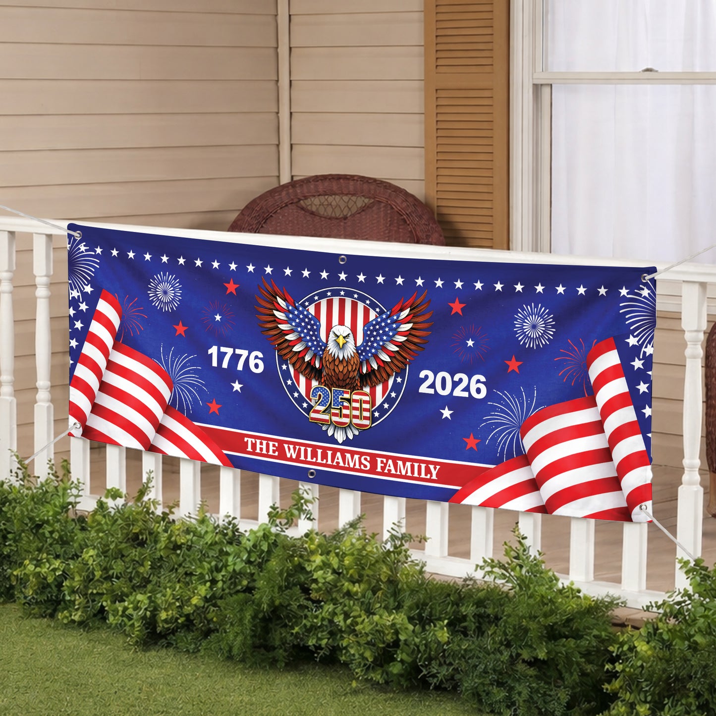 Personalized America 250th Anniversary Banner – Patriotic Eagle 1776-2026 Custom Family Flag
