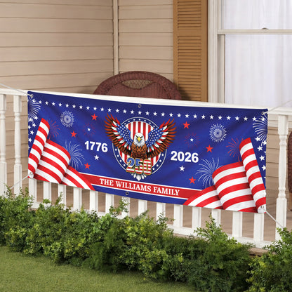 Personalized America 250th Anniversary Banner – Patriotic Eagle 1776-2026 Custom Family Flag