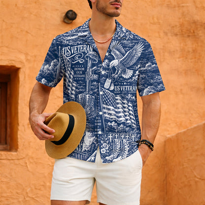 Vintage US Veteran Hawaiian Shirt - Honor Our Veterans Shirt