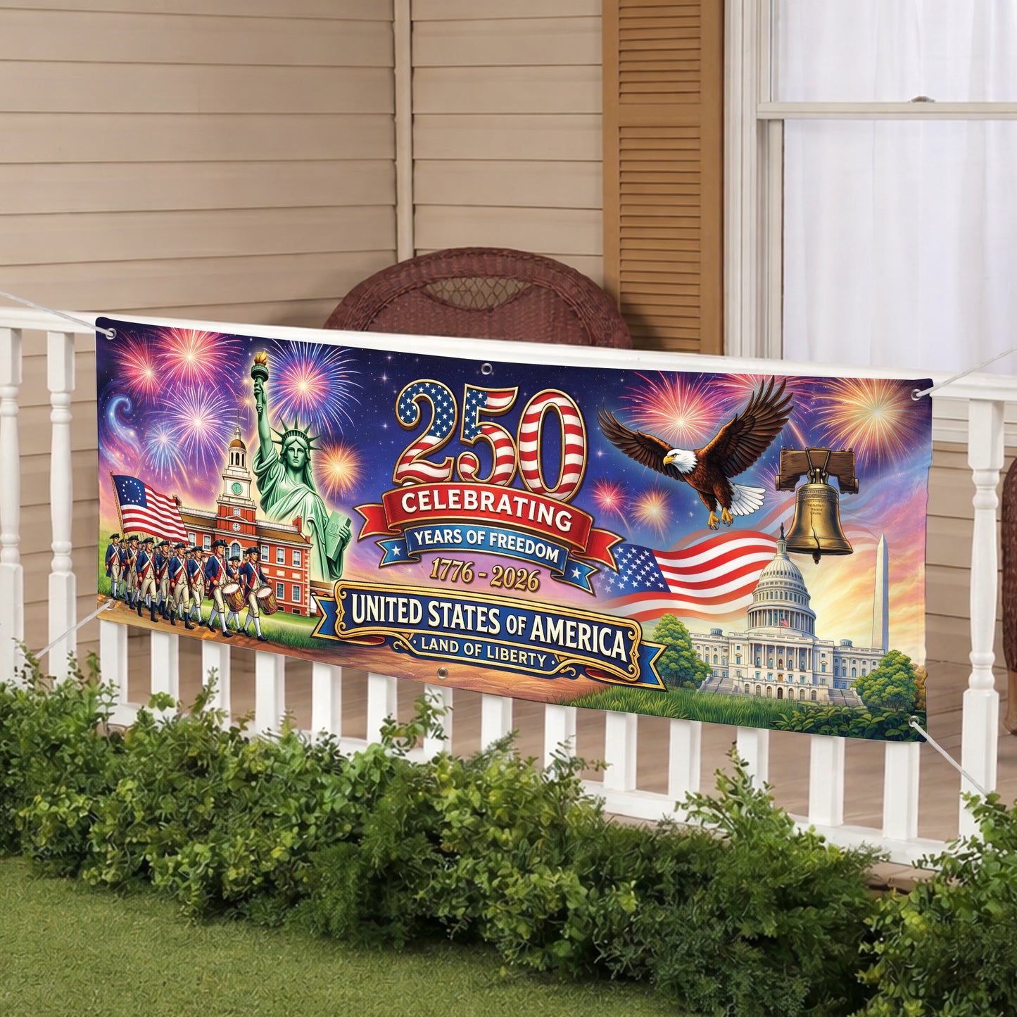 250th Anniversary USA Banner – Patriotic Freedom Celebration Flag 1776-2026 for Family