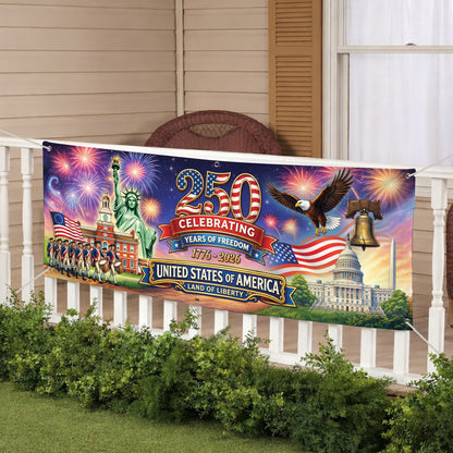250th Anniversary USA Banner – Patriotic Freedom Celebration Flag 1776-2026 for Family