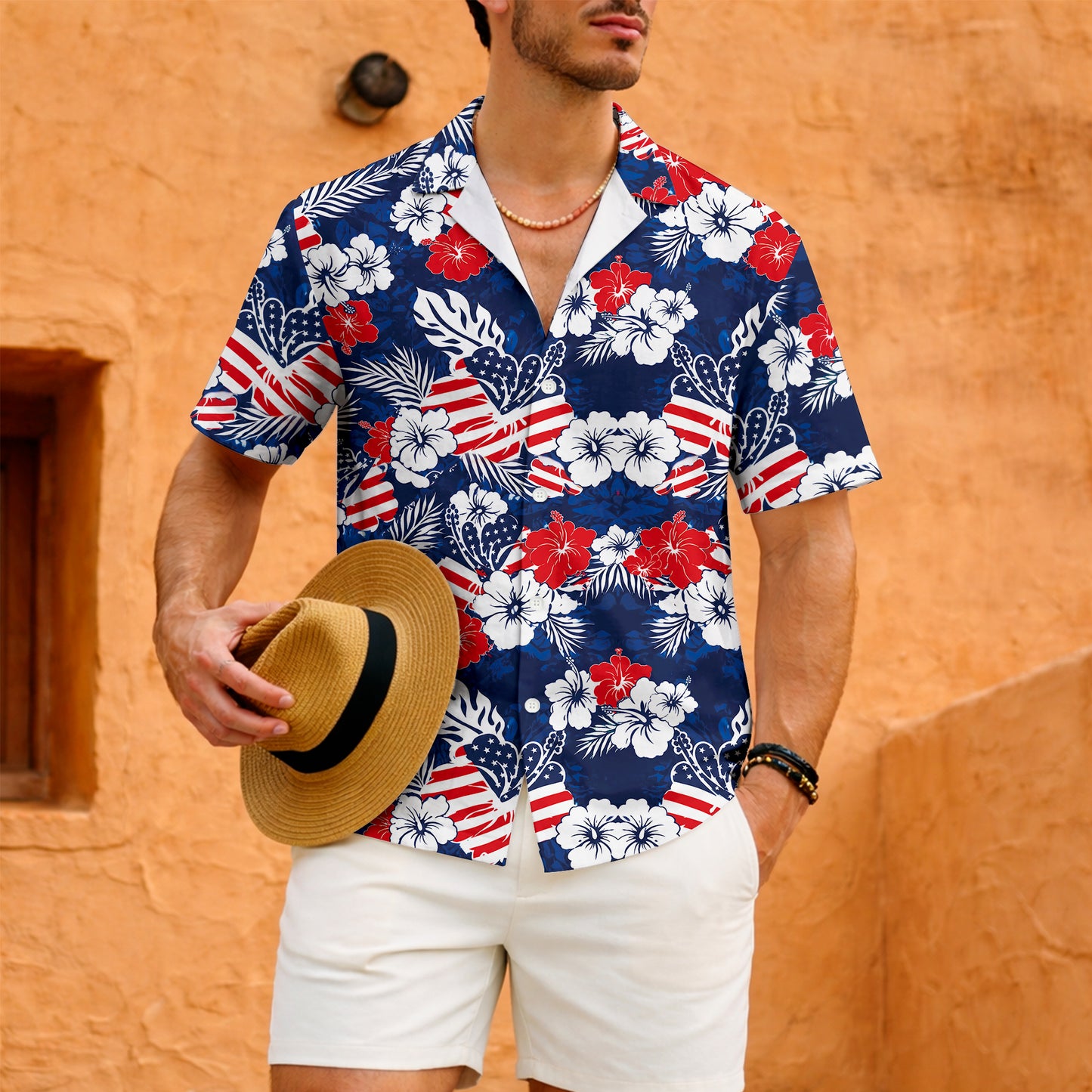 Patriotic Hawaiian Floral 250th Anniversary American Flag Hawaiian Shirt