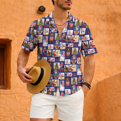 Vintage 4th of July Postcard Hawaiian Shirt - Men's Aloha Top