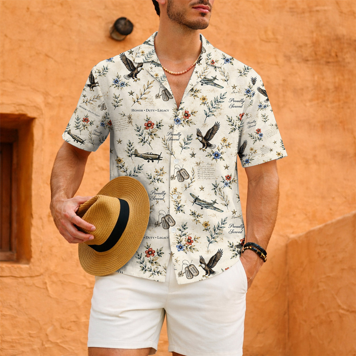 Honor Duty Legacy Veteran Aloha Shirt - Military Warplane Button Down