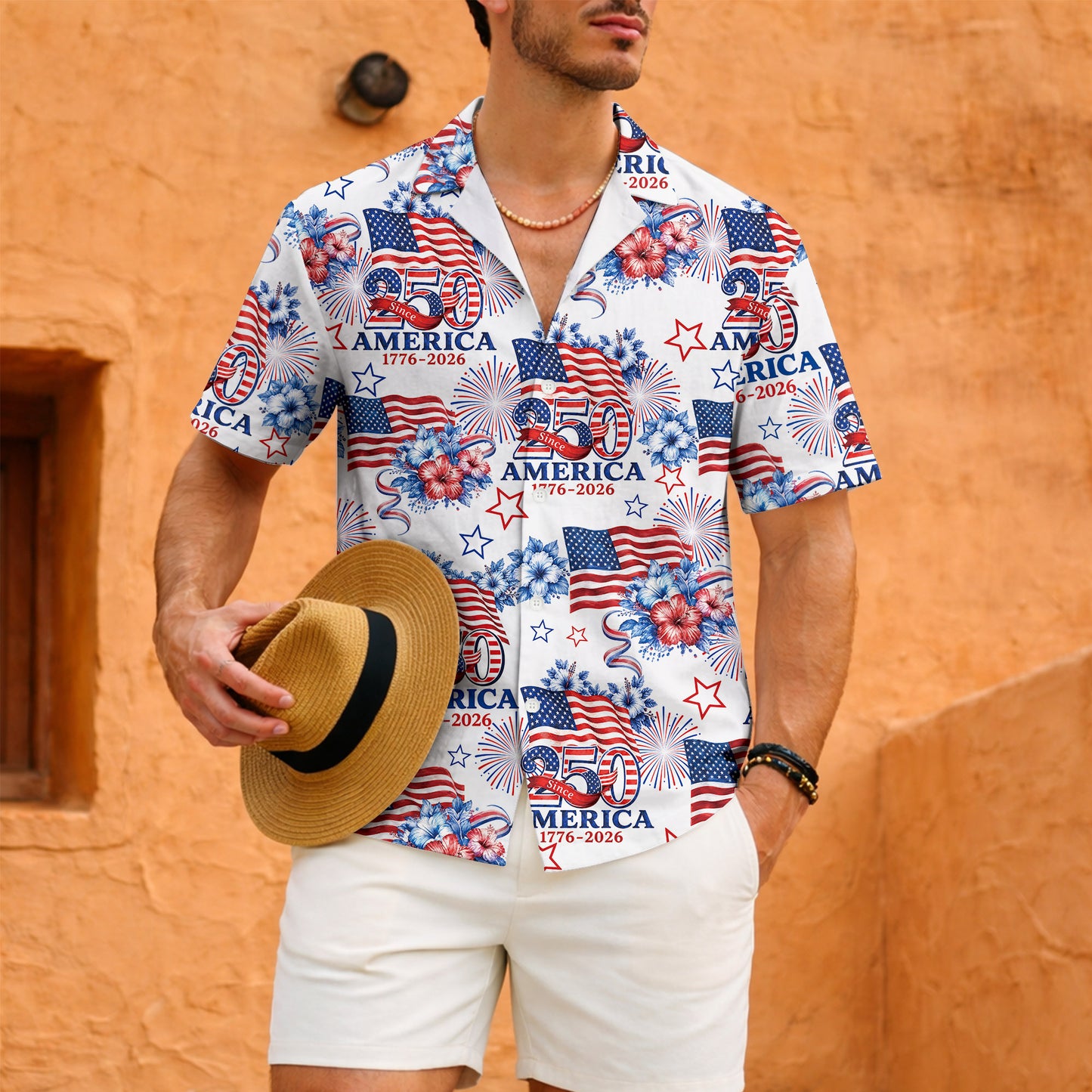 USA 250th Anniversary Hawaiian Shirt – Patriotic Flag Fireworks 1776-2026 America 250