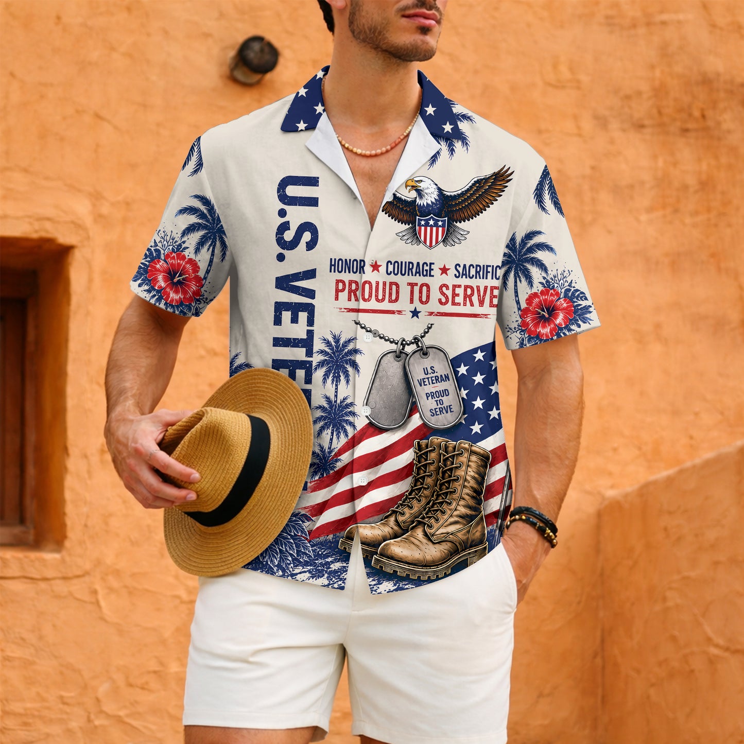 Patriotic US Veteran Hawaiian Shirt - Military Pride Gift For Men