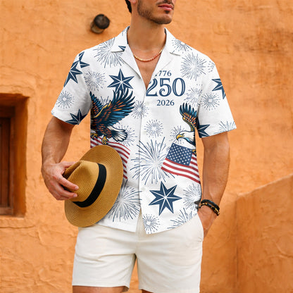 America 250th Anniversary Hawaiian Shirt – Patriotic Eagle & Stars 1776-2026