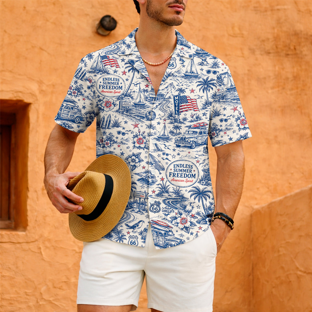 Route 66 Coastal Highway Vintage Hawaiian Shirt - Unisex Aloha Shirt