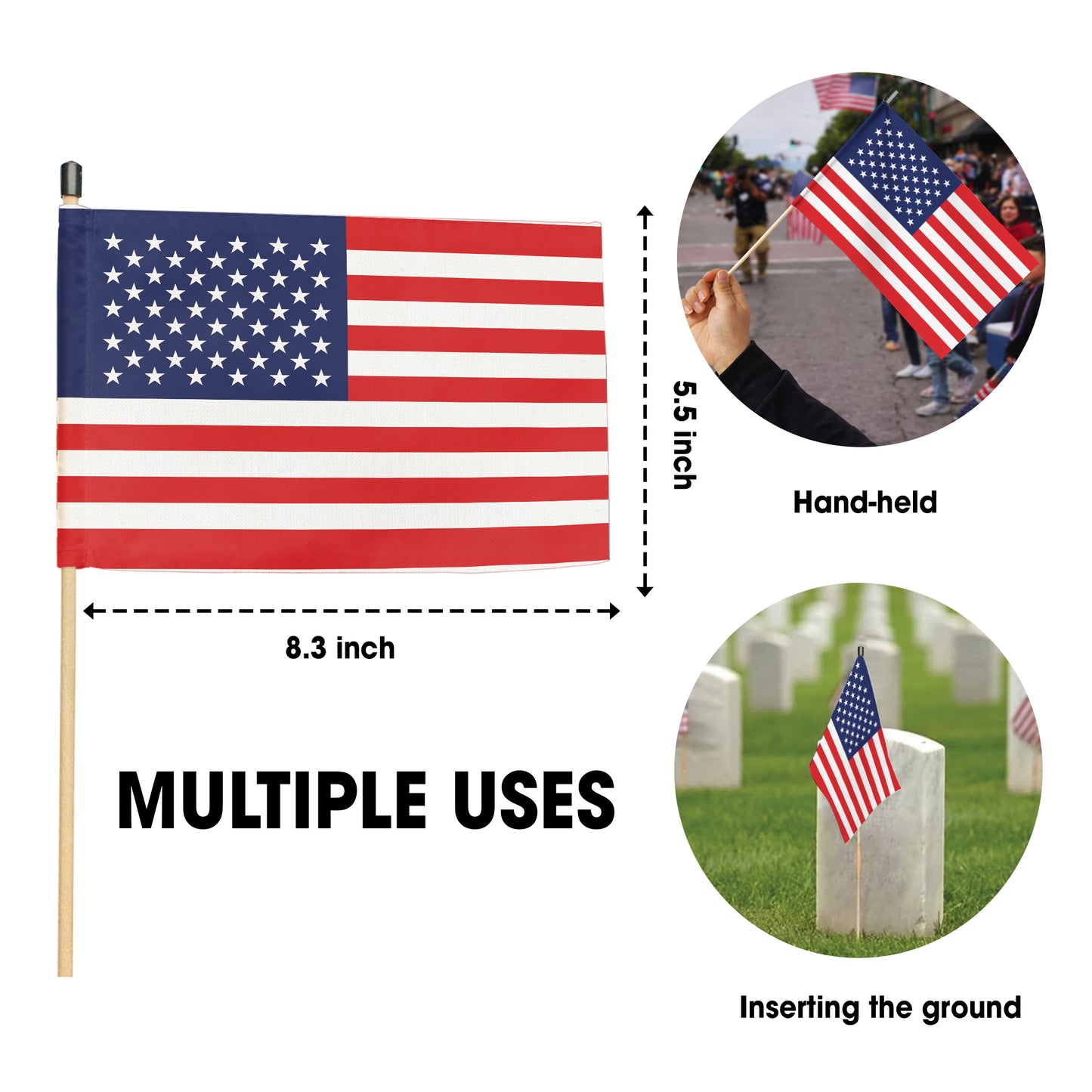 250th Anniversary USA Handheld Flag – 1776-2026, Perfect for Independence Day