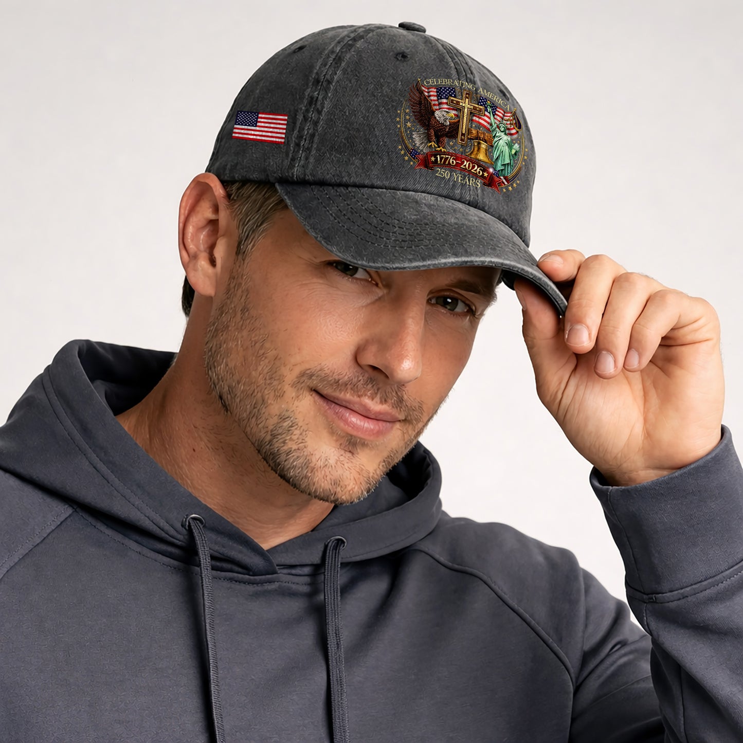 Faith Freedom America 250 Printed Vintage Washed Baseball Cap | 250th Anniversary Hat