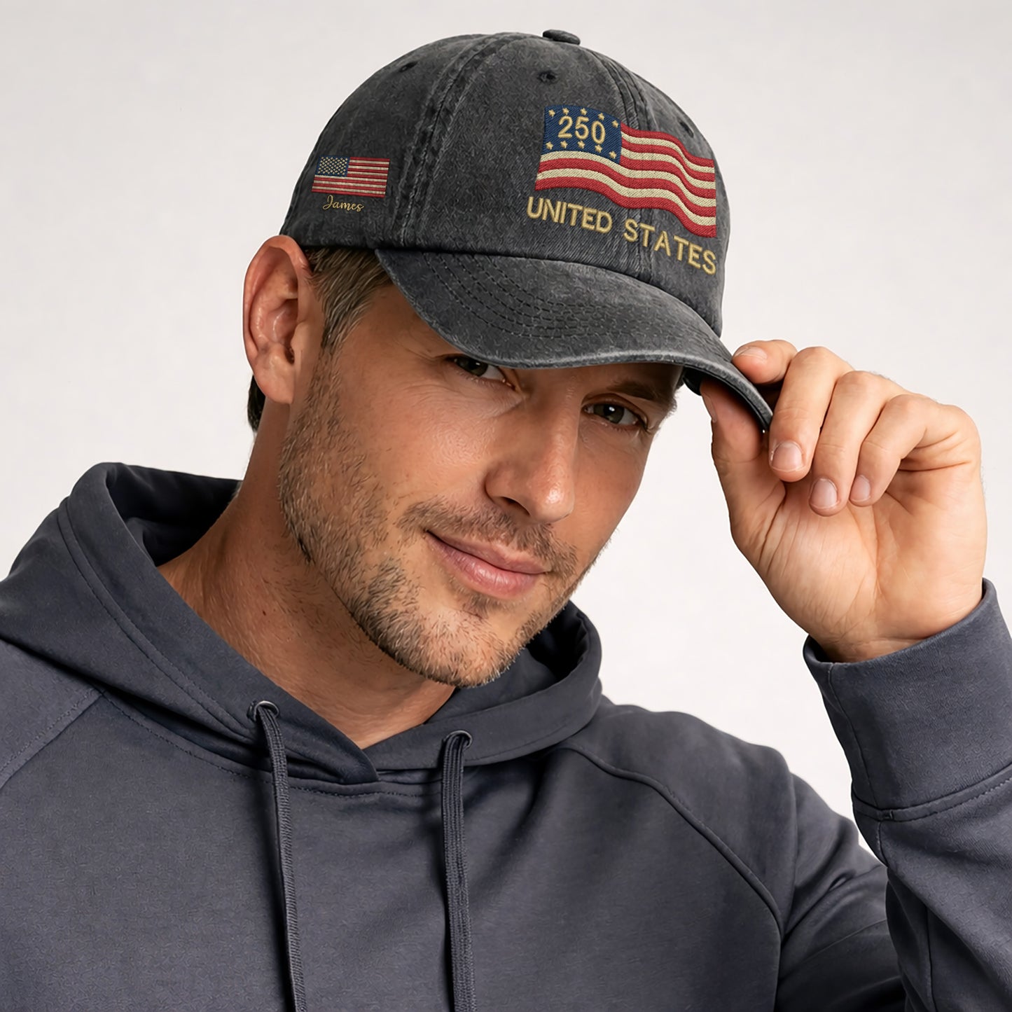 Personalized US 250 Years Anniversary Eagle Embroidered Vintage Washed Baseball Cap | 250th Anniversary Hat