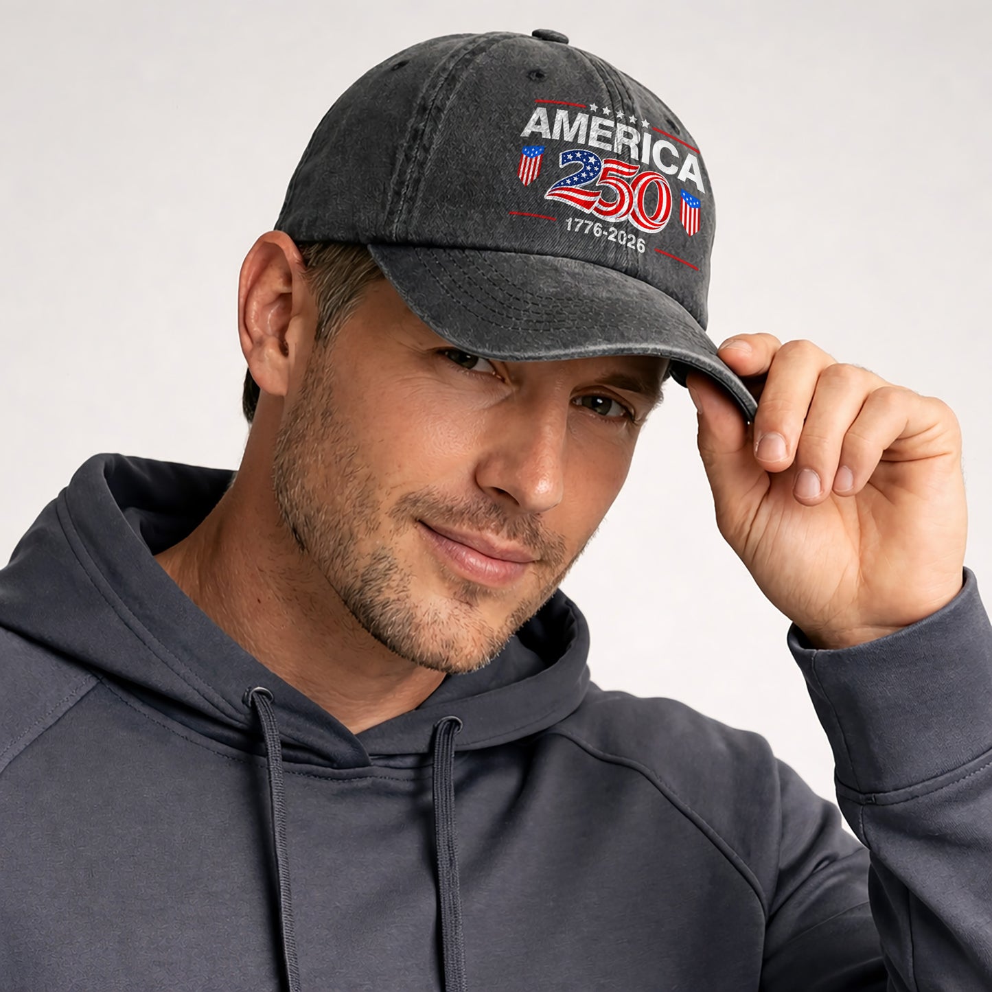 America 250 1776-2026 Printed Vintage Washed Baseball Cap | 250th Anniversary Hat
