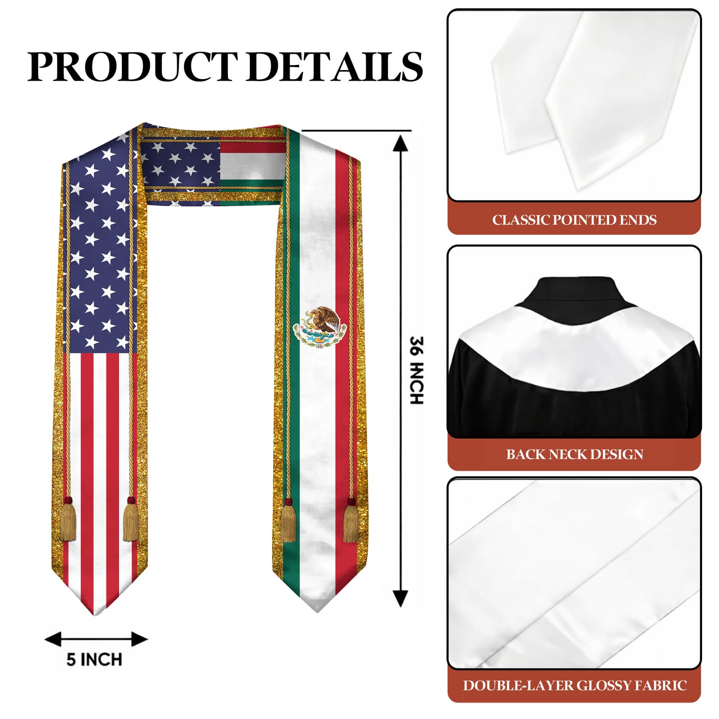 Custom Flag Nations Graduation Stoles