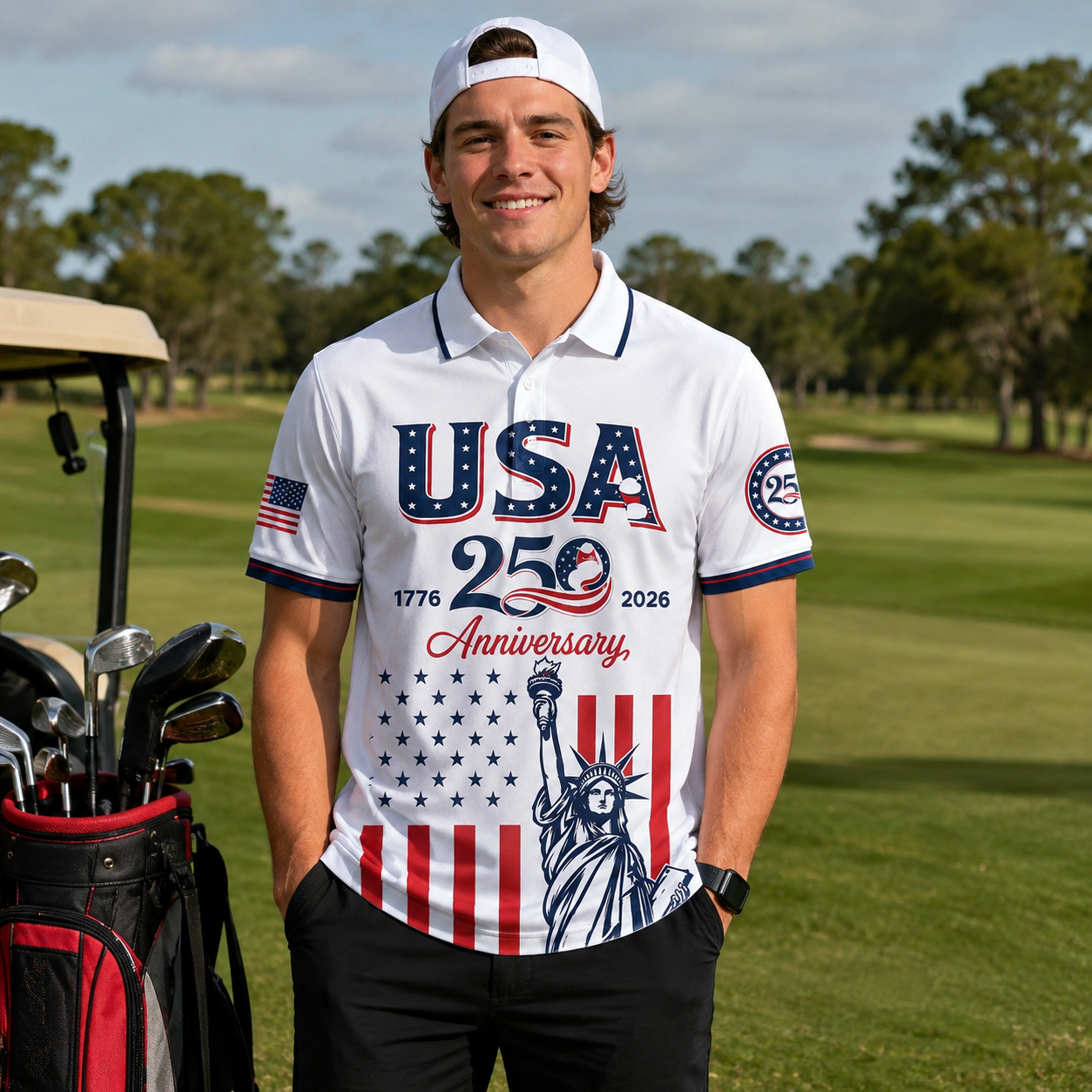 Patriotic Statue of Liberty 1776–2026 - USA 250th Anniversary Polo Shirt