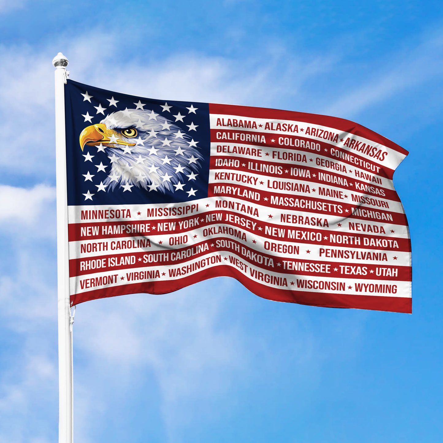American Flag 250th Anniversary, Bald Eagle 50 States Patriotic USA