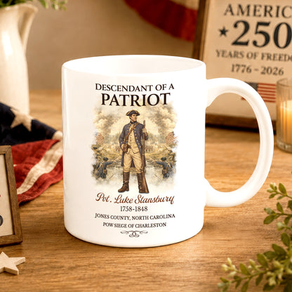 Personalized Descendant of a Patriot Mug - America 250th Anniversary Gift